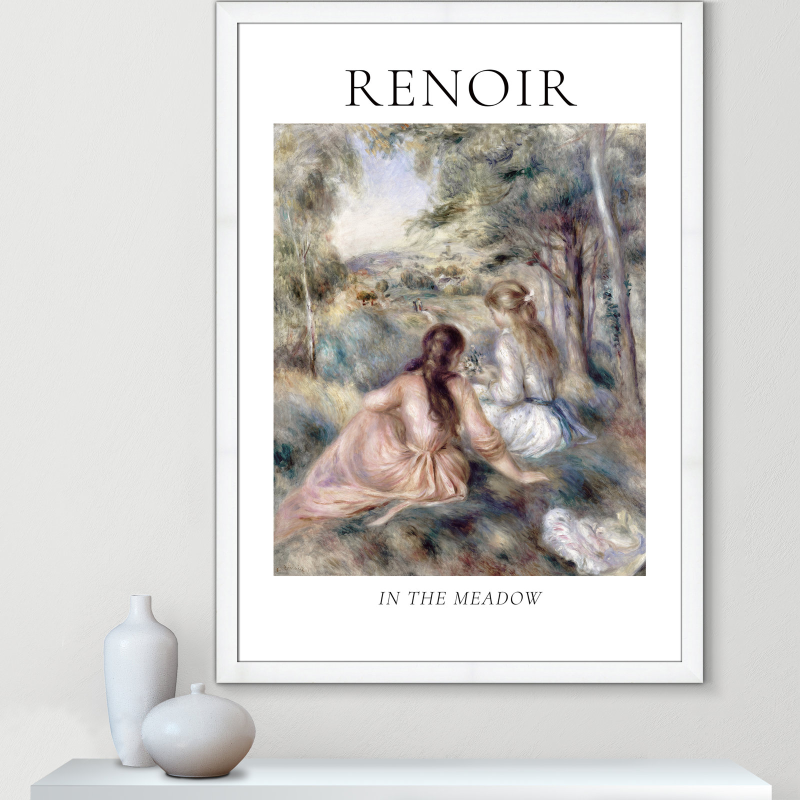Old Masters Collection "In the Meadow" Print, White Single Picture Frame, No, 49" H x 35" W x 1.25" D