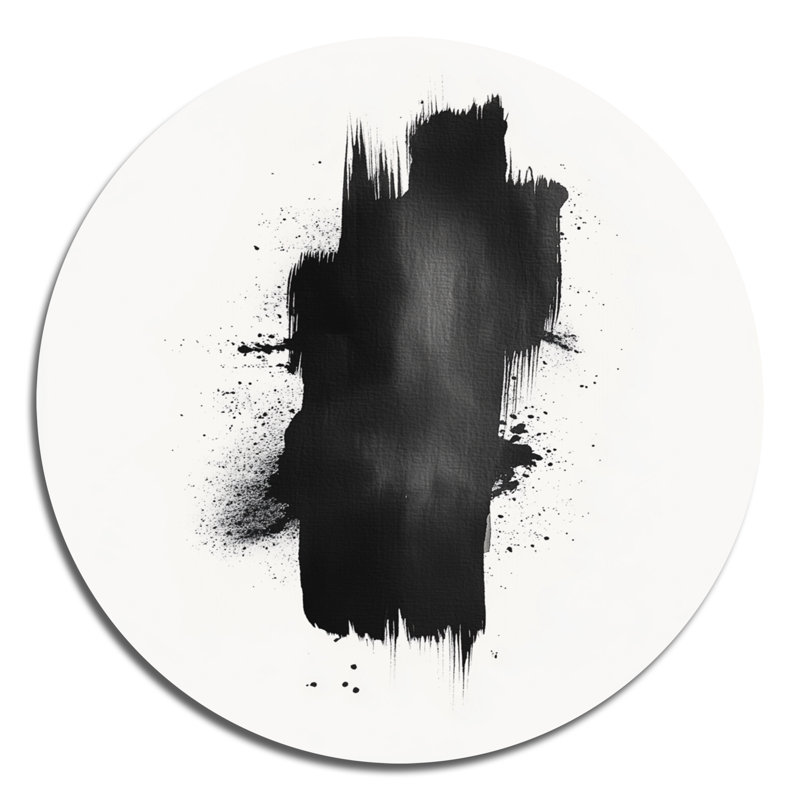 Noir et blanc coup de pinceau méditation - Minimalisme abstrait, L 29 po x H 29 po