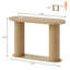 Console cannelée avec tablette inférieure, table d'entrée moderne avec plateau ovale, table d'appoint pour le salon, couloir, assemblage facile, naturel-123986862