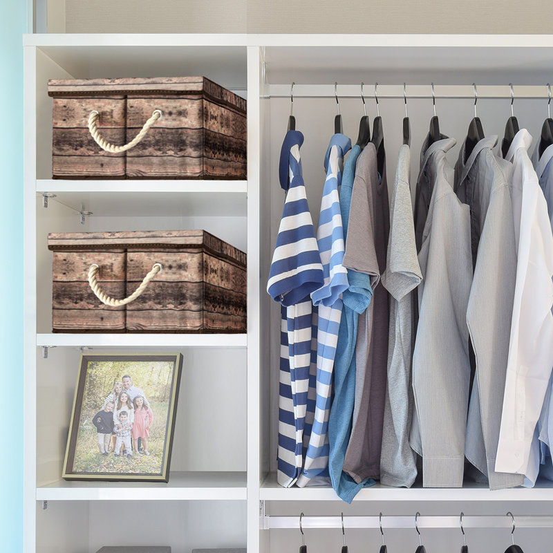 Boîte en tissu à motif en bois, Brun
