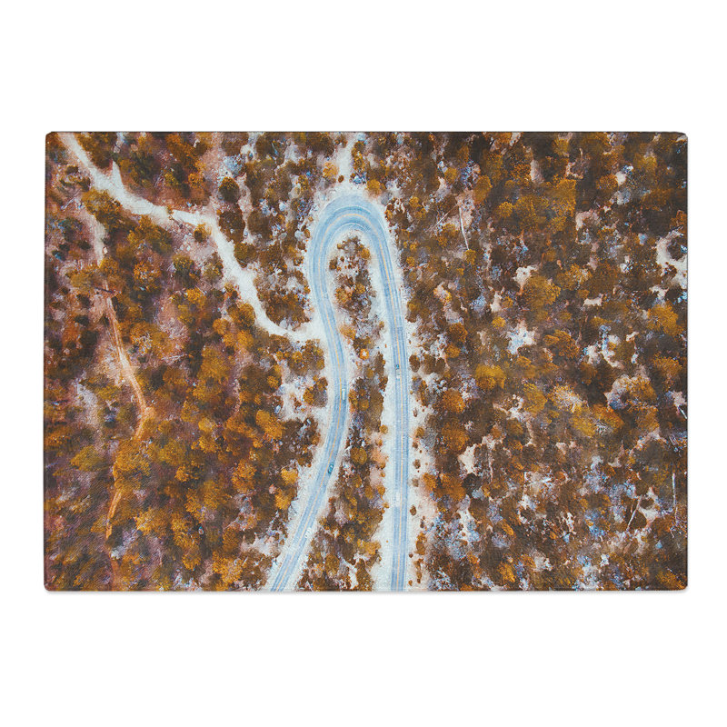 Tempered Glass Bend in the Forest Road Chopping Board, 28.5 cm x 39 cm