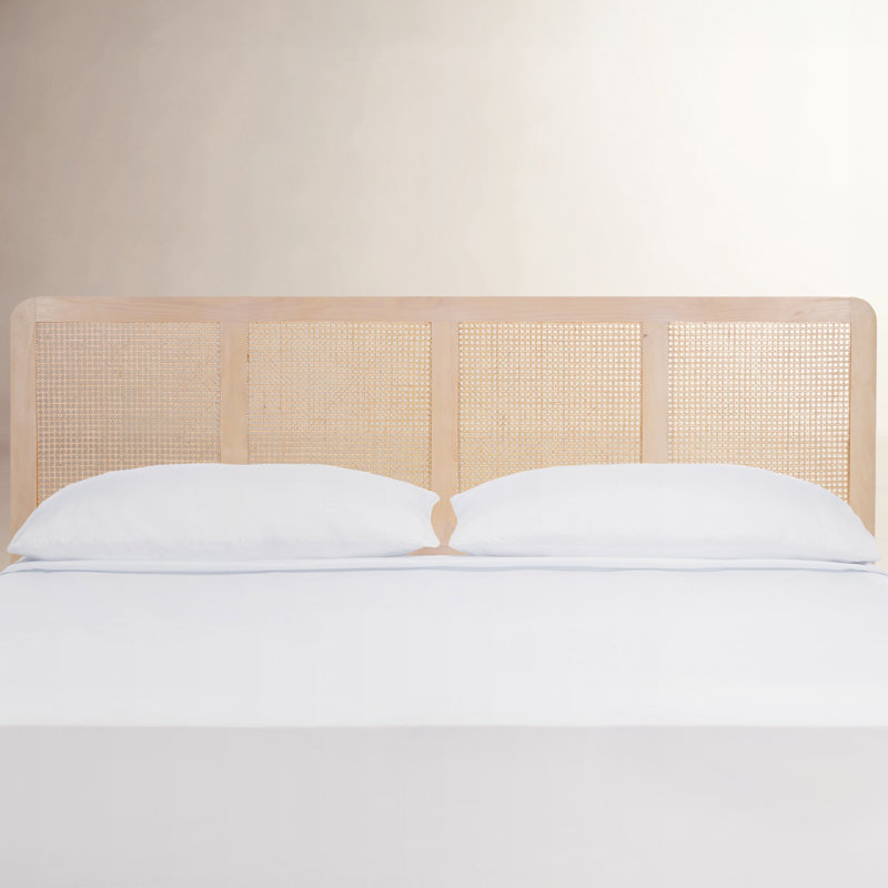 Elara Panel Rattan Headbord, King, White Washed