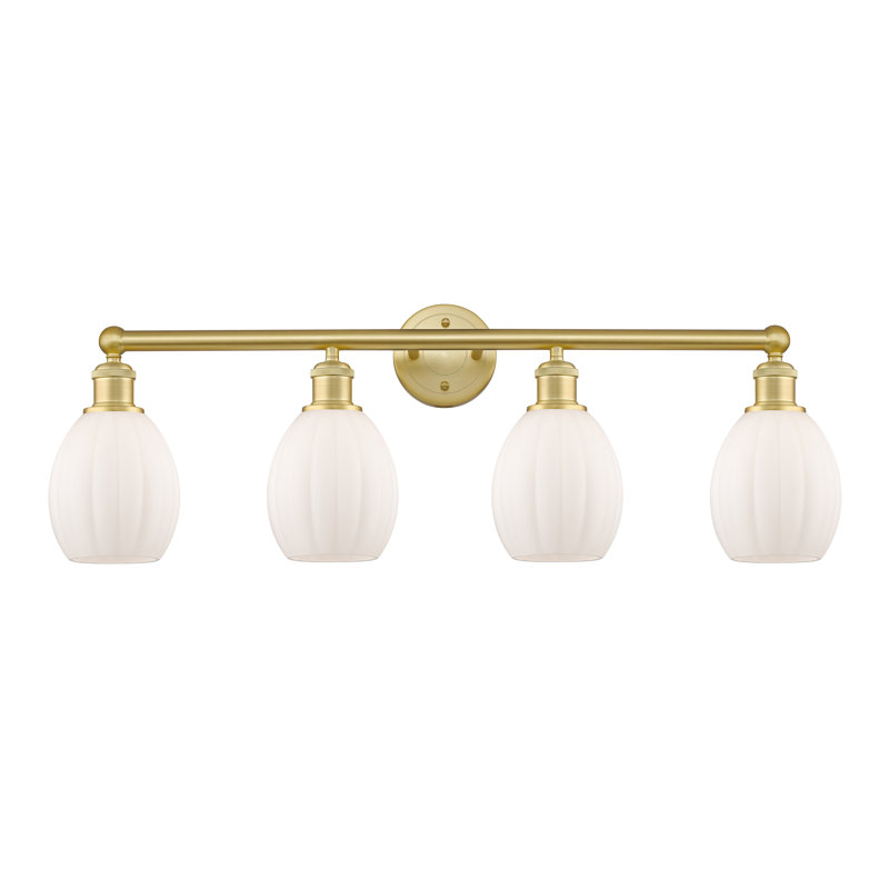 Éclairage pour meuble-lavabo 4 lumières 32,5 pouces Bolduc, Blanc mat, Or satiné