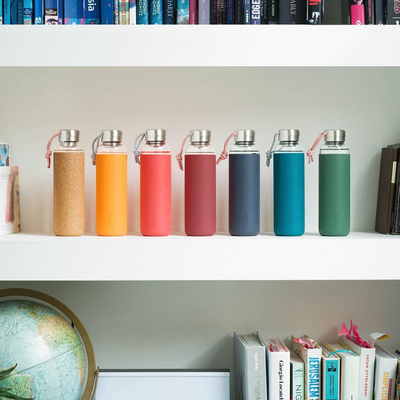 Black + Blum 600.3ml Glass Water Bottle, Teal Green