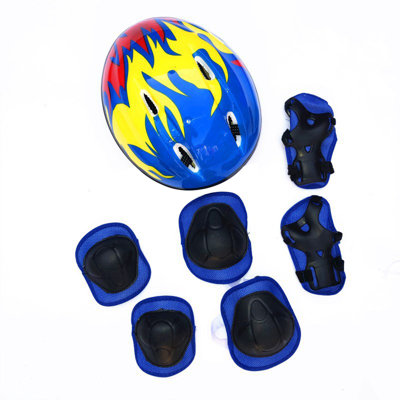 7Pcs/Set Children Helmet Breathable Shockproof EPS Knee Elbow Wrist Pads Circling Helmet