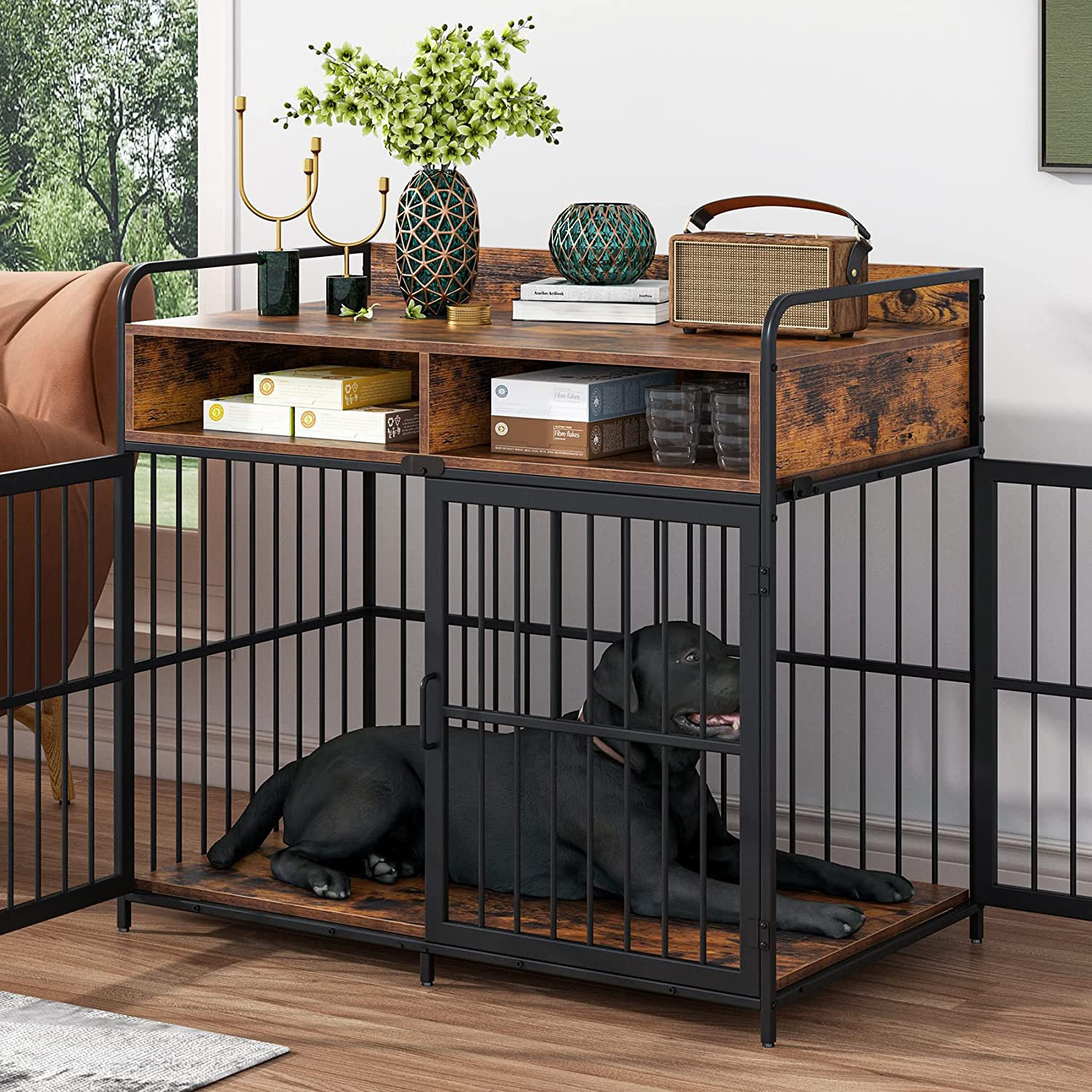 Immere 38 Inch Dog Crate Furniture, Puppy Dog Kennel Indoor, Wood Dog Cage  Table Heavy Duty Dog Crate, Jaula para Perros, Sturdy Metal 