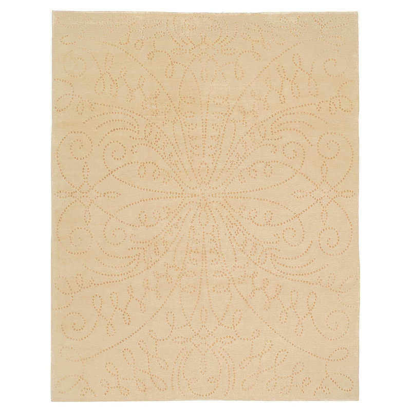 Tiara Hand Knotted Floral Area Rug in Beige/Neutral, Rectangle 3' x 5'