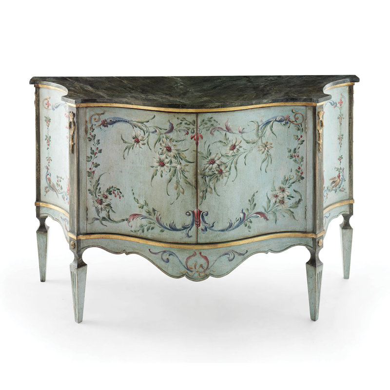 Hand Painted 63" Wide Solid Wood Buffet Table