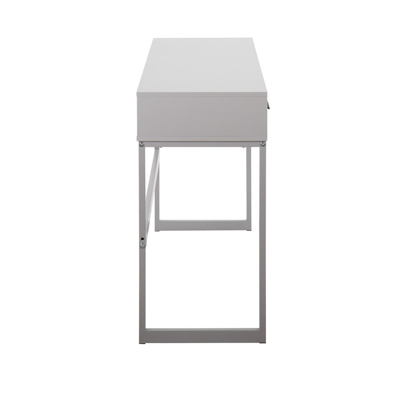 Console contemporaine en métal gris et bois gris, Gris