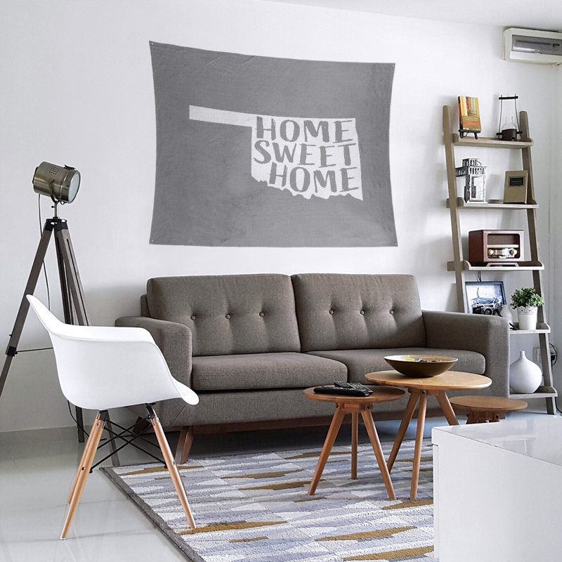 Tapisserie Home Sweet Oklahoma, H 104 po x l 88 po, Gris