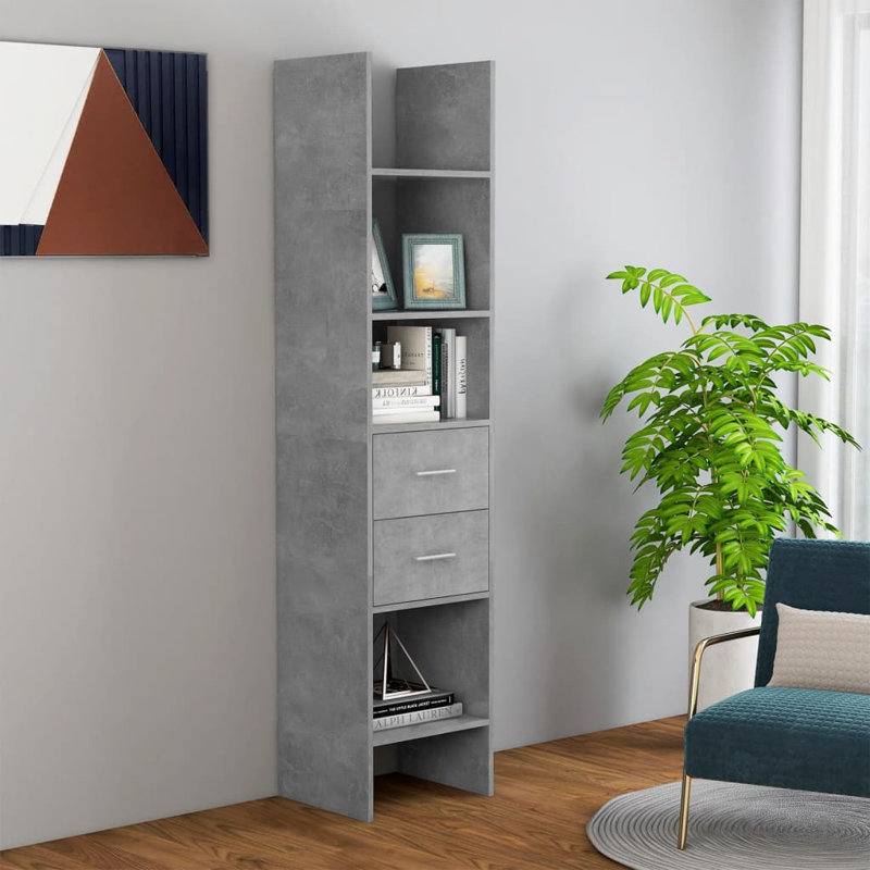 Doristine 180cm H x 40cm W Standard Bookcase, Concrete Grey