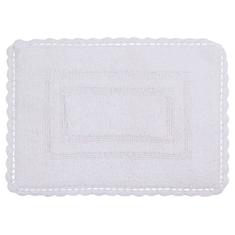 Tapis de bain réversible décontracté 100% coton Casual Elegance Bathmat, Blanc, l 17 po x L 24 po