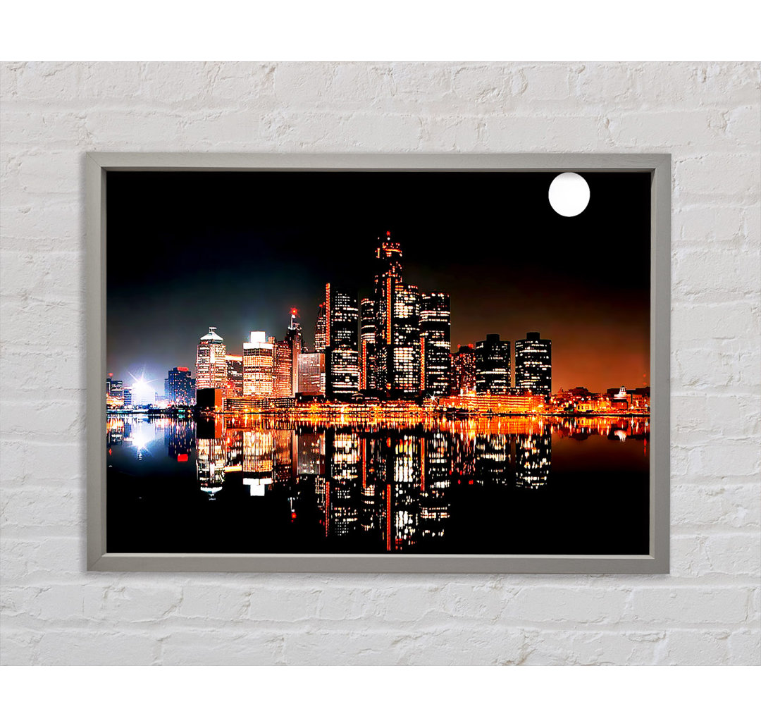 City Moonlit Reflections - Einzelner Bilderrahmen Kunstdrucke auf Leinwand