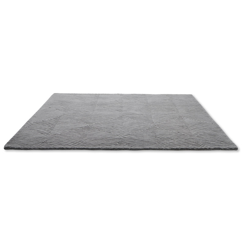Folia Wool Chevron Area Rug in Gray, Rectangle 6'7" x 9'2"