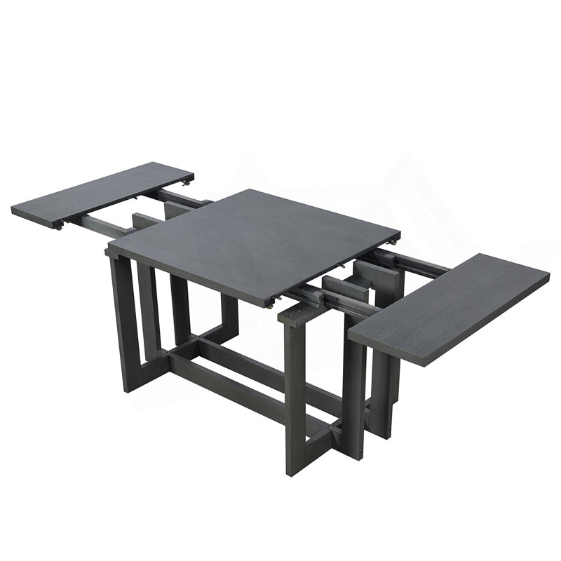 Ensemble de table de salle à manger extensible de 82 pouces avec table à tréteaux Rustic, Gris