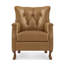 Fauteuil Redi 29,5 po L en cuir véritable, style moderne du milieu du siècle, avec dossier capitonné, pieds en bois massif et garniture cloutée.-129161158