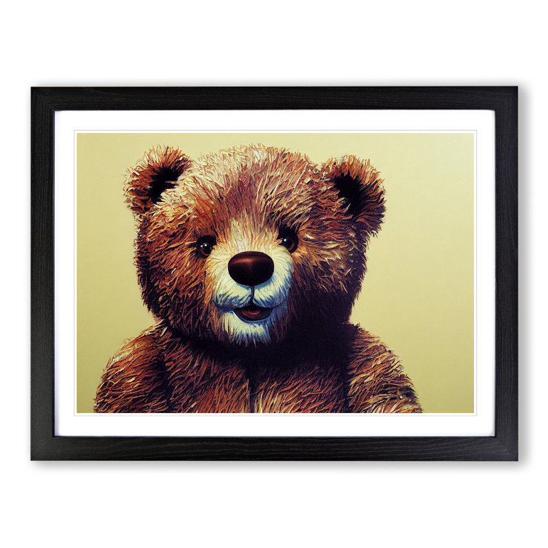 Adorable Teddy Bear - Single Picture Frame Print, Black Framed, 34cm H x 46cm W x 2cm D