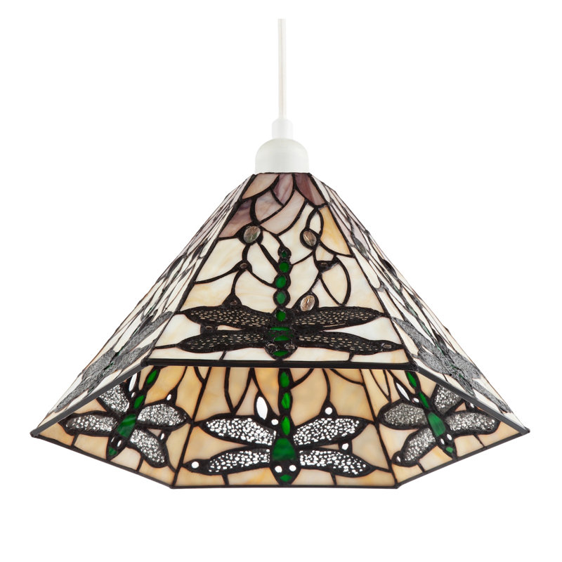 Dragonfly Tiffany Glass Pendant Light Shade With Hexagonal Shape By