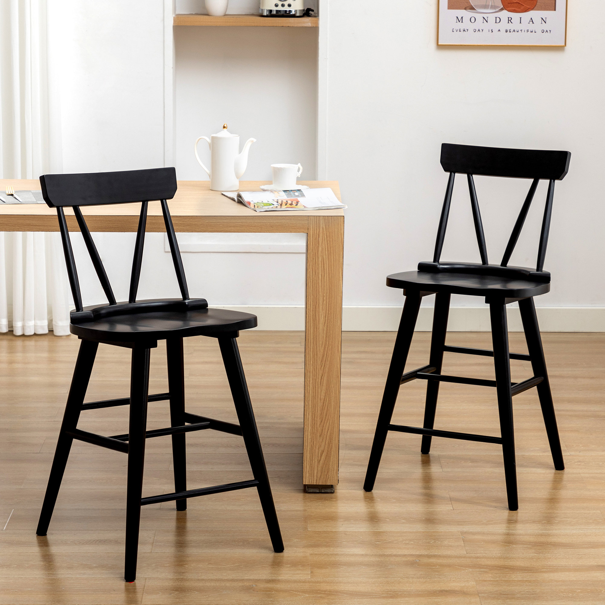 Wade Logan® Brentyn 24"H Wood Mid-Century Modern Spindle Full Back ...