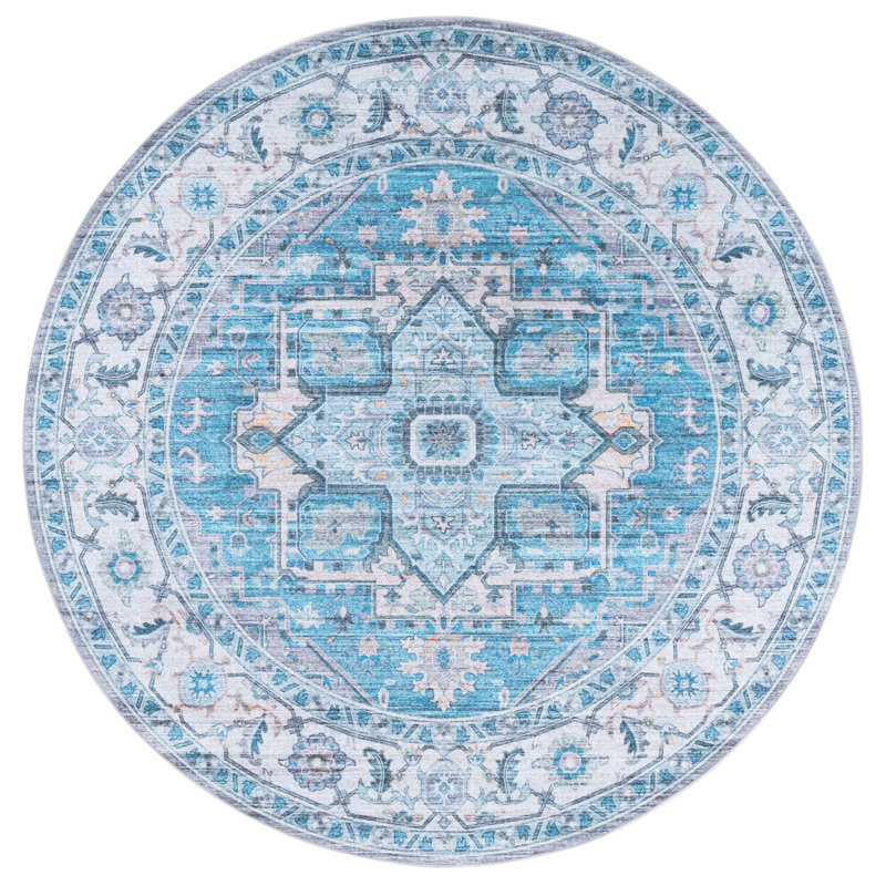 Msrw Tucson 113 Performance Machine Washable Oriental Rug, Round 6'