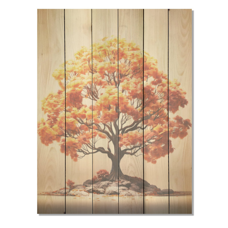 Érable doux aux tons neutres - érable sur bois, art sur bois de pin naturel, H 40 po x l 30 po