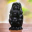 Three Monkey Sages In Black Wood Statuette