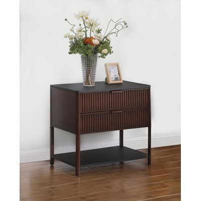 Aureliu 2-Drawer Side Table With Shelf Rust Brown by Latitude Run
