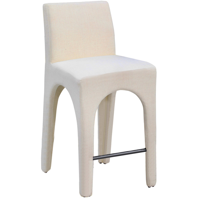 Tabouret Gramercy, Tissu beige texturé en lin