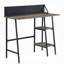 Bureau d'écriture rustique en chêne et noir à 2 tablettes avec base en forme de H