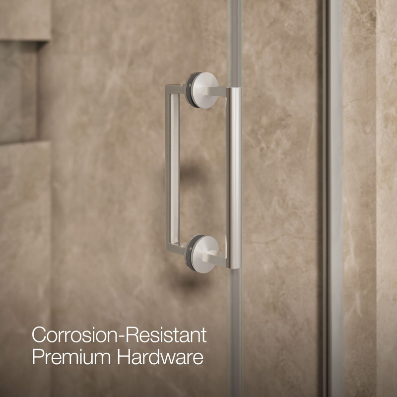 Components 33-5/8-In34-3/8-In W X 71-1/2-In H Frameless Pivot Shower Door With 3/8-In Crystal Clear Glass And Back-To-Back Vertical Door Pulls