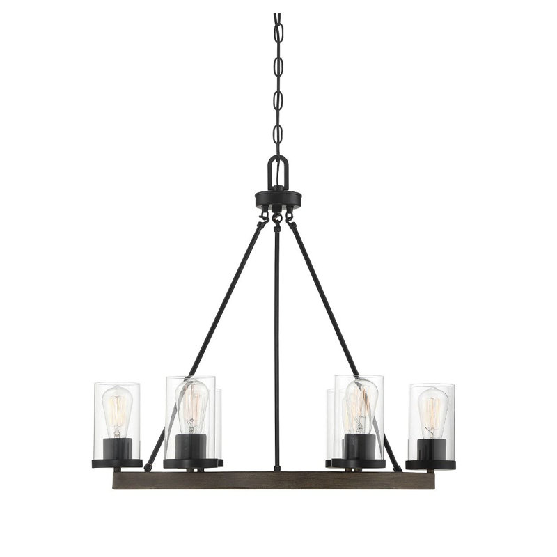 6 - Light Dimmable Wagon Wheel Chandelier, Remington