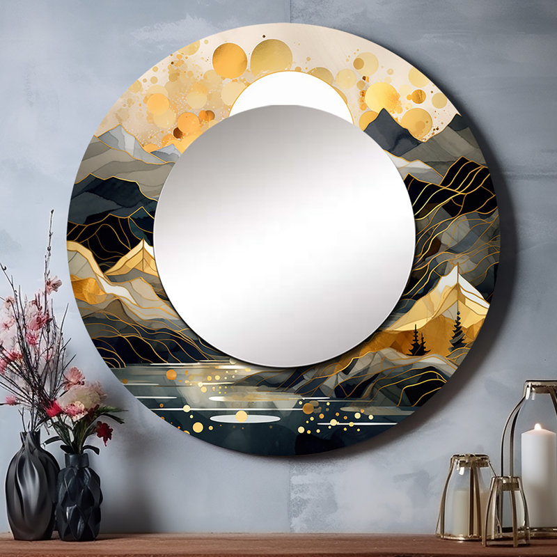 Scandinavian Simplicity II - miroir mural scandinave unique, miroir rond blanc, impression d'art en métal, 29 po x 29 po