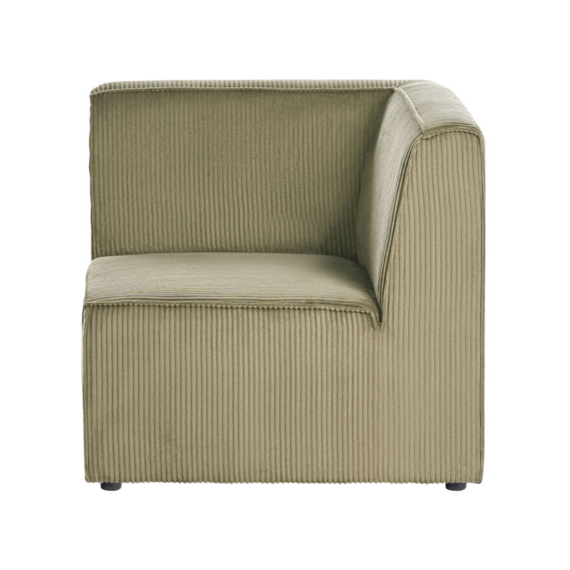 Bertwin 1 Seater Corduroy Sectional, Right Hand Facing, Green 
