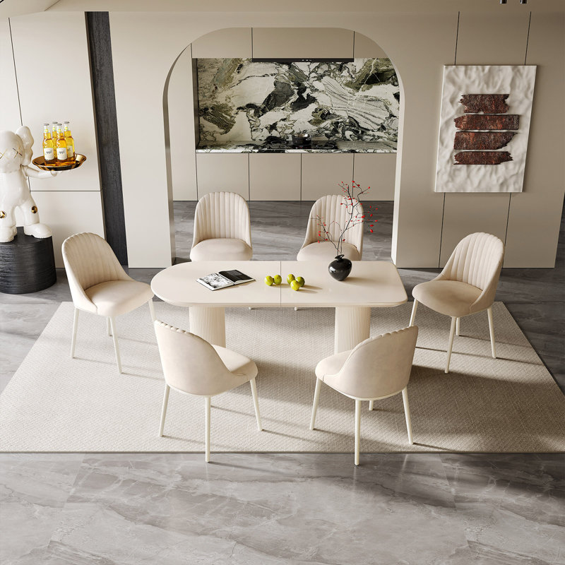 Ensemble de table de salle à manger 70,87 po Pearlena, H 29,56 po x L 70,87 po x l 31,5 po, 7 pièces : table, 6 chaises