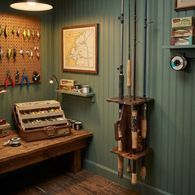 Solid Wood Portable Fishing Rod Rack