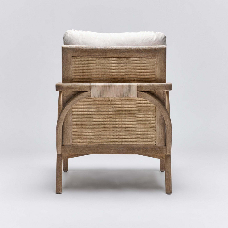 Delray Armchair, Natural Cream Genuine Leather, White Ceruse