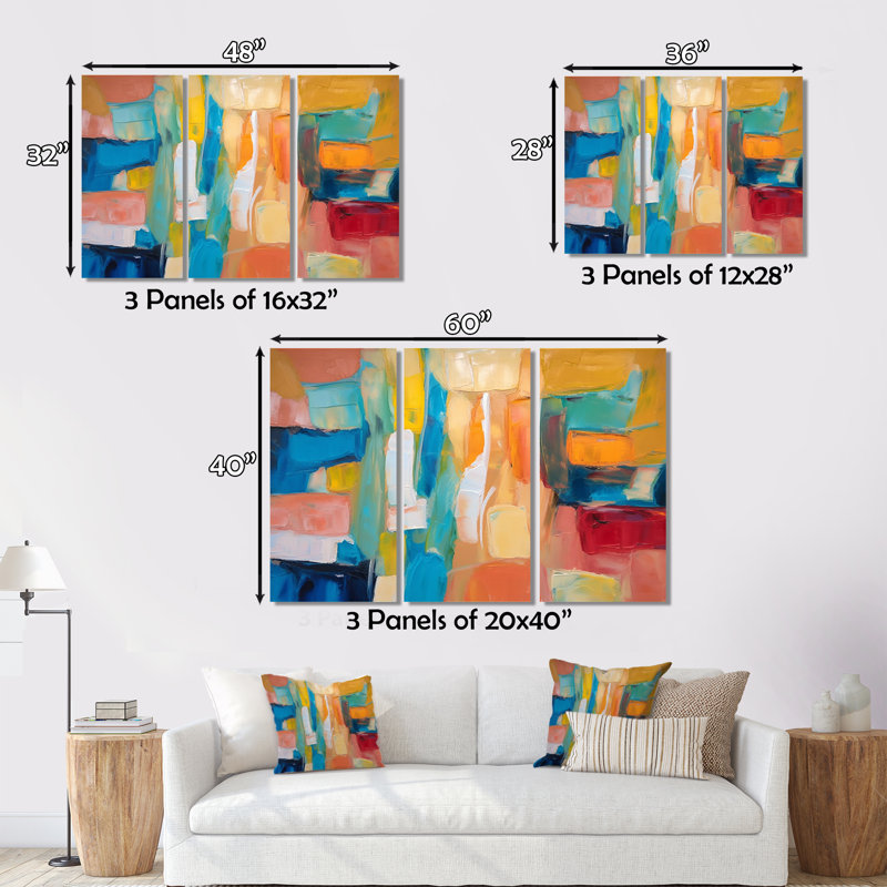 Ensemble de salon Clete - Abstract Collages Wall Art, H 32 po x l 48 po x P 1 po