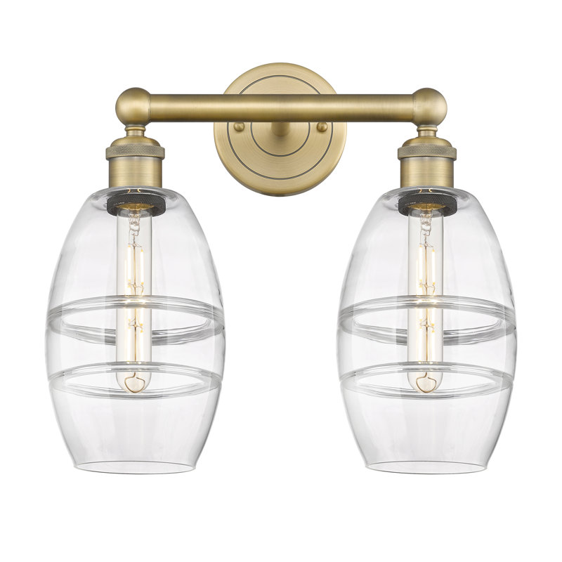 Éclairage pour meuble-lavabo à 2 lumières Kusham, Transparent, Laiton brossé