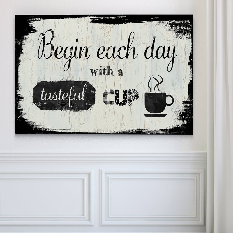 « bon goût », art textuel sur la tasse, H 18 po x l 27 po x P 1,5 po, Toile tendue