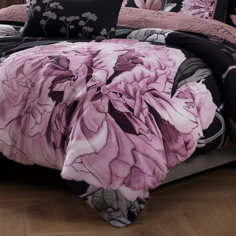 Ensemble d'édredon réversible 100% satin de coton 5 pièces Bebejan, Édredon de très grand lit + 4 pièces additionne