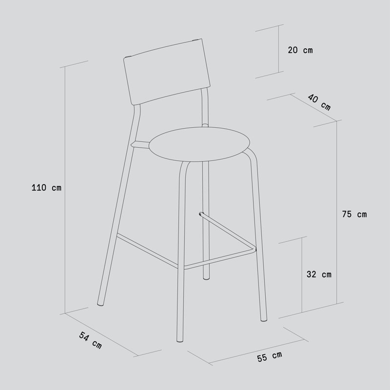 SSD Recycled Plastic Bar Stool, Graphite Black