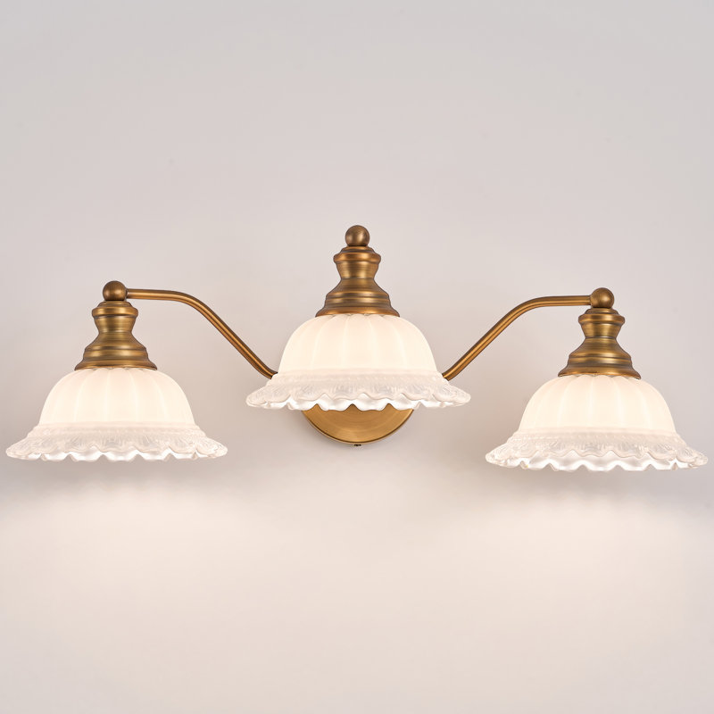 Luminaire de salle de bain 3 lumières rétro homologué UL, Laiton, Blanc chaud, Trois lumières