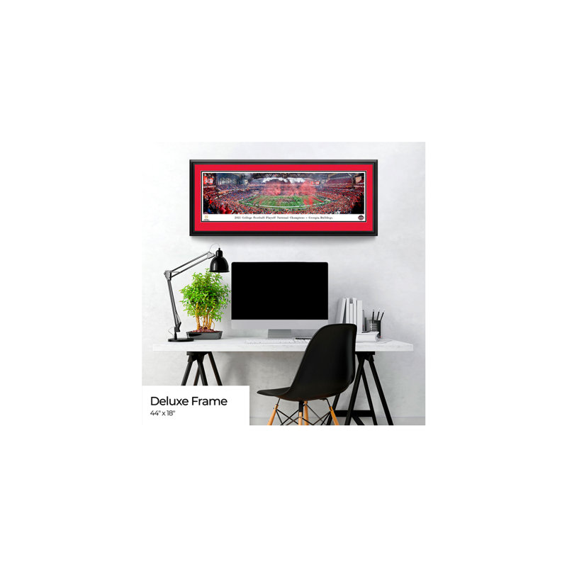 Georgia - 2021 College Football National Champion, reproduction panoramique encadrée avec passe-partout double