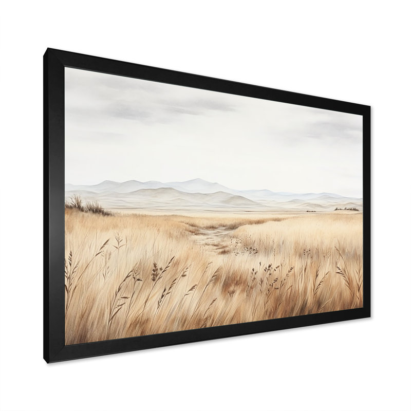 Prairie Peacefulness Meadows I sur toile, Cadre simple noir, H 16 po x l 32 po x P 1 po