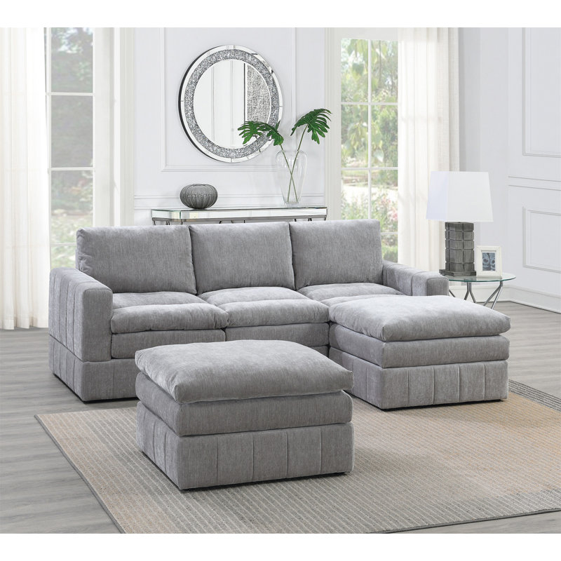 Ensemble modulaire 5 pièces Contemporary, Tissu gris
