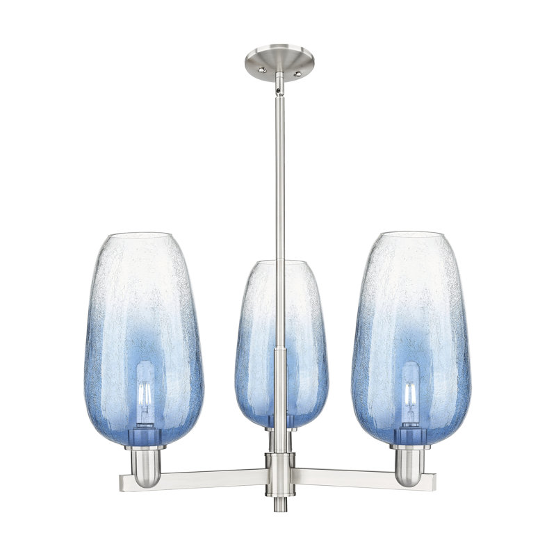 Lustre suspendu 3 lumières Godalming, Bleu saphir, Nickel satiné
