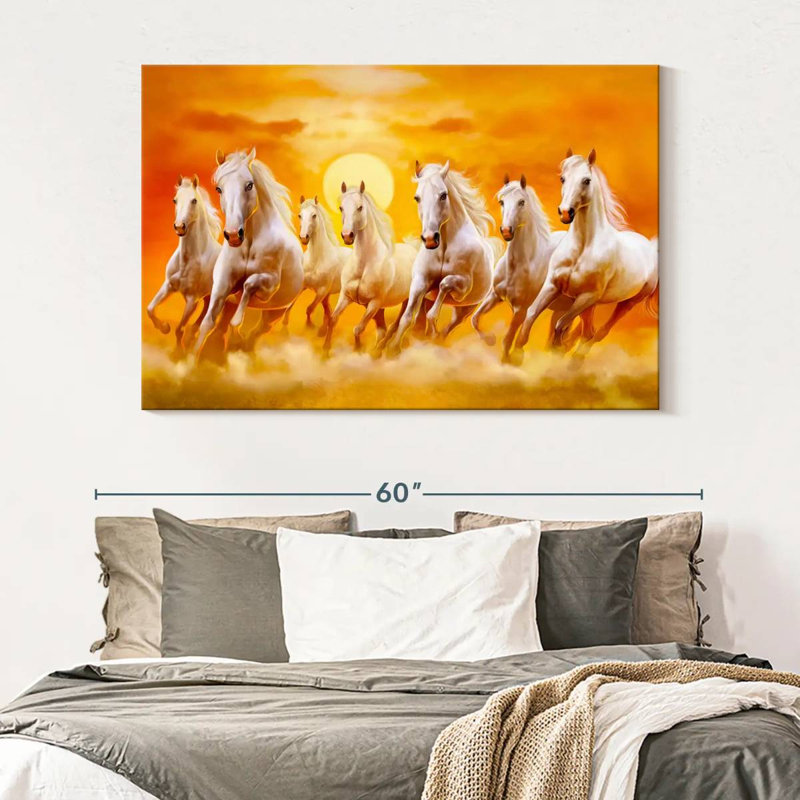 Seven Running Horses Canvas Print, 34" H x 51" W x 1.25" D