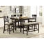 Mobilier de salle à manger rembourré en tissu brun foncé à hauteur de comptoir 1 pièce-999221212