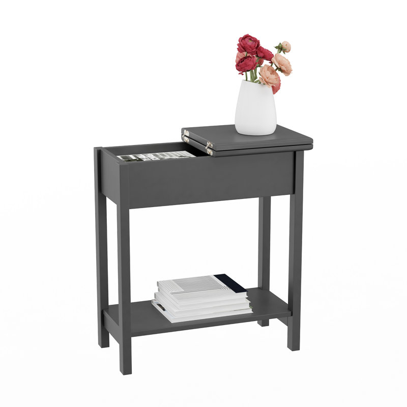 Shumate Narrow End Table - Slim Console with Storage Compartment and Lower Shelf for Living Room, Hallway, Entryway and Small Spaces