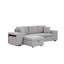 Canapé-lit modulaire réversible en L de 104,5 po à 3 places avec méridienne de rangement et 2 tabourets pour le salon, gris-848435323